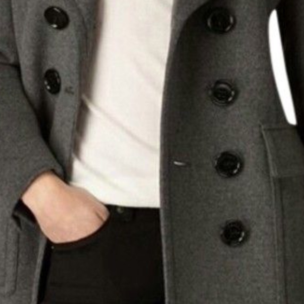 Apostrophe Gray Wool Double-Breasted Coat. - image 2